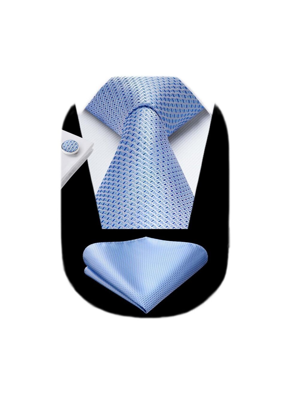 8531 Blue Ties Formal Business Necktie and Pocket Square Cufflinks Set Baby
